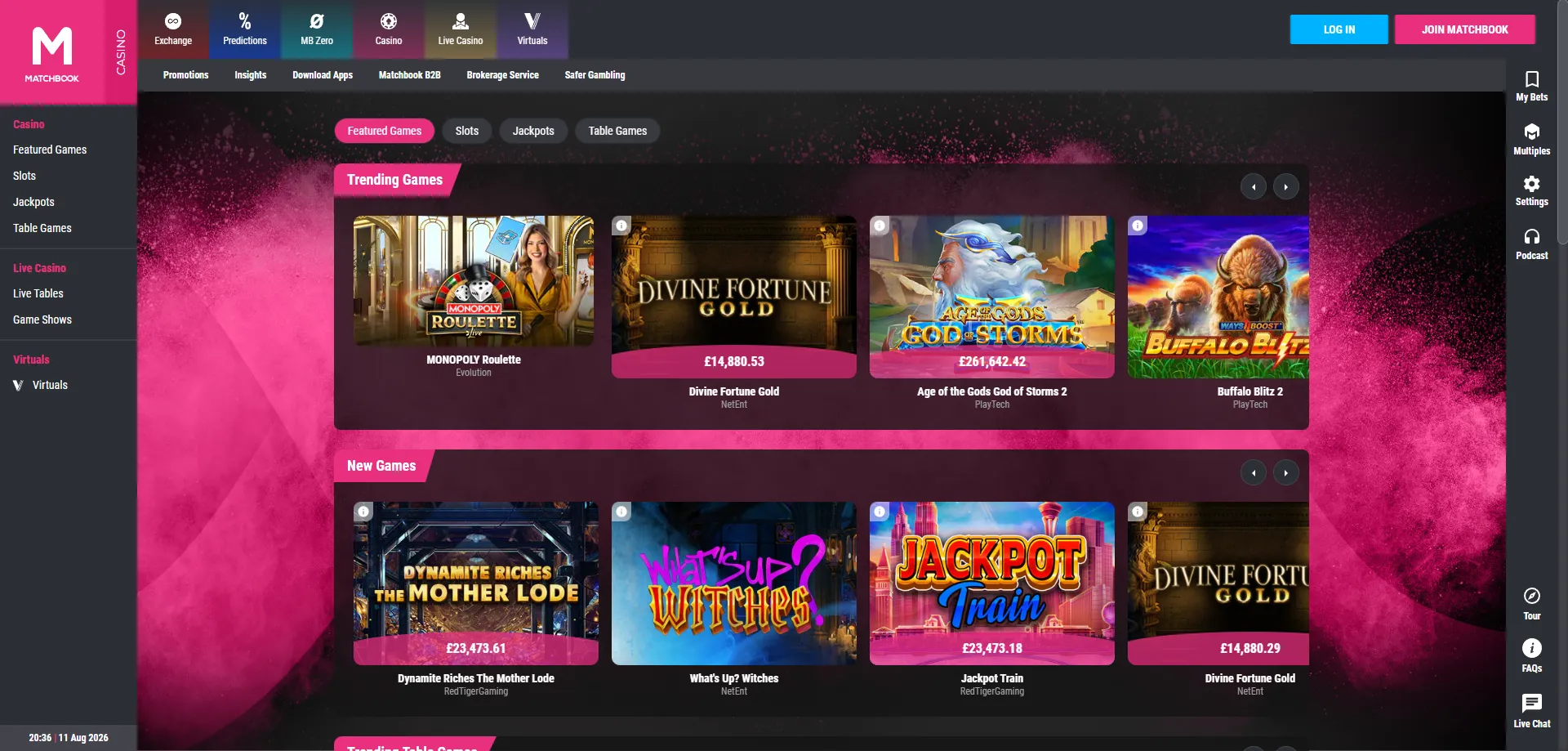 Tragamonedas en l&iacute;nea en Matchbook Casino &mdash; mejores t&iacute;tulos disponibles