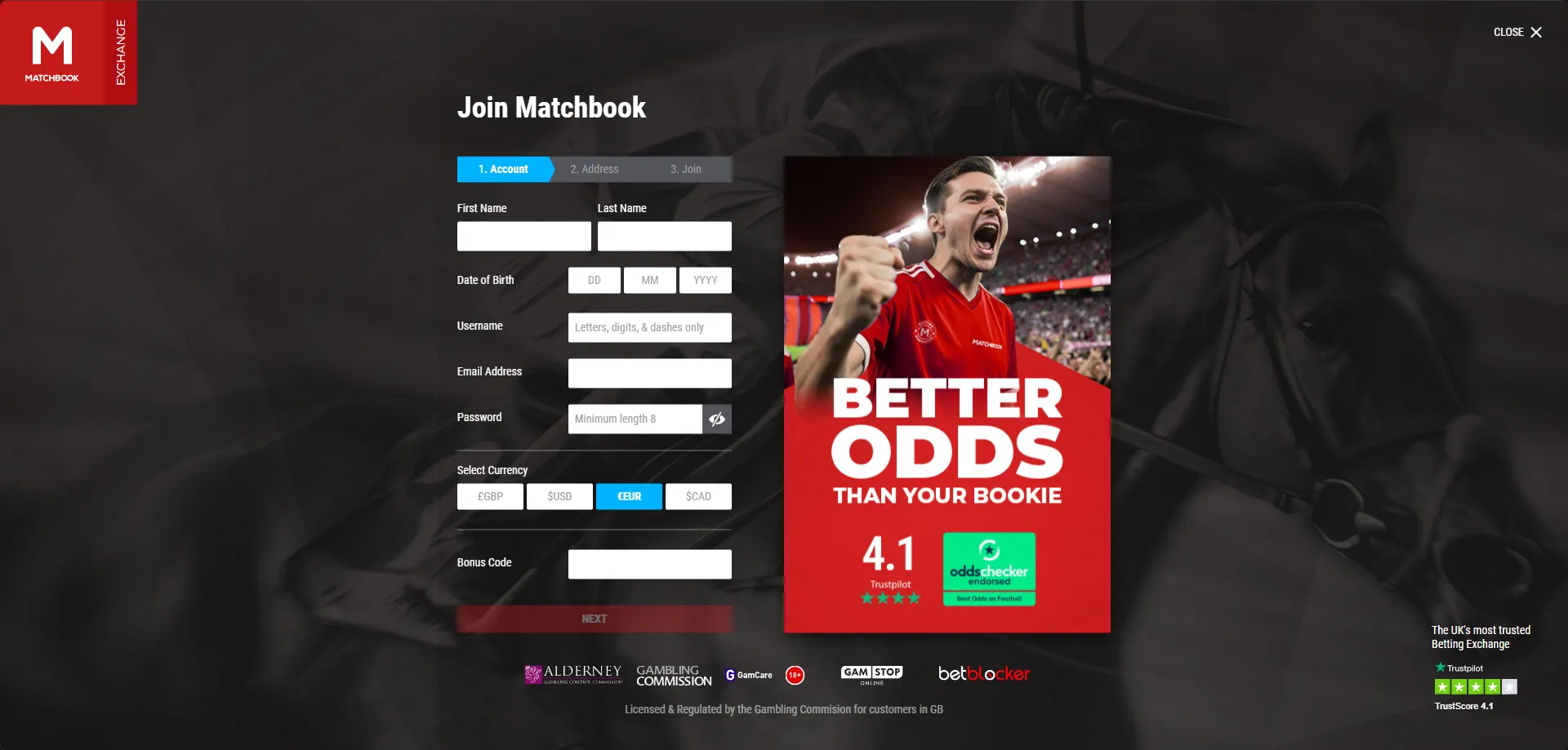 Registro de cuenta en Matchbook Casino &mdash; proceso paso a paso